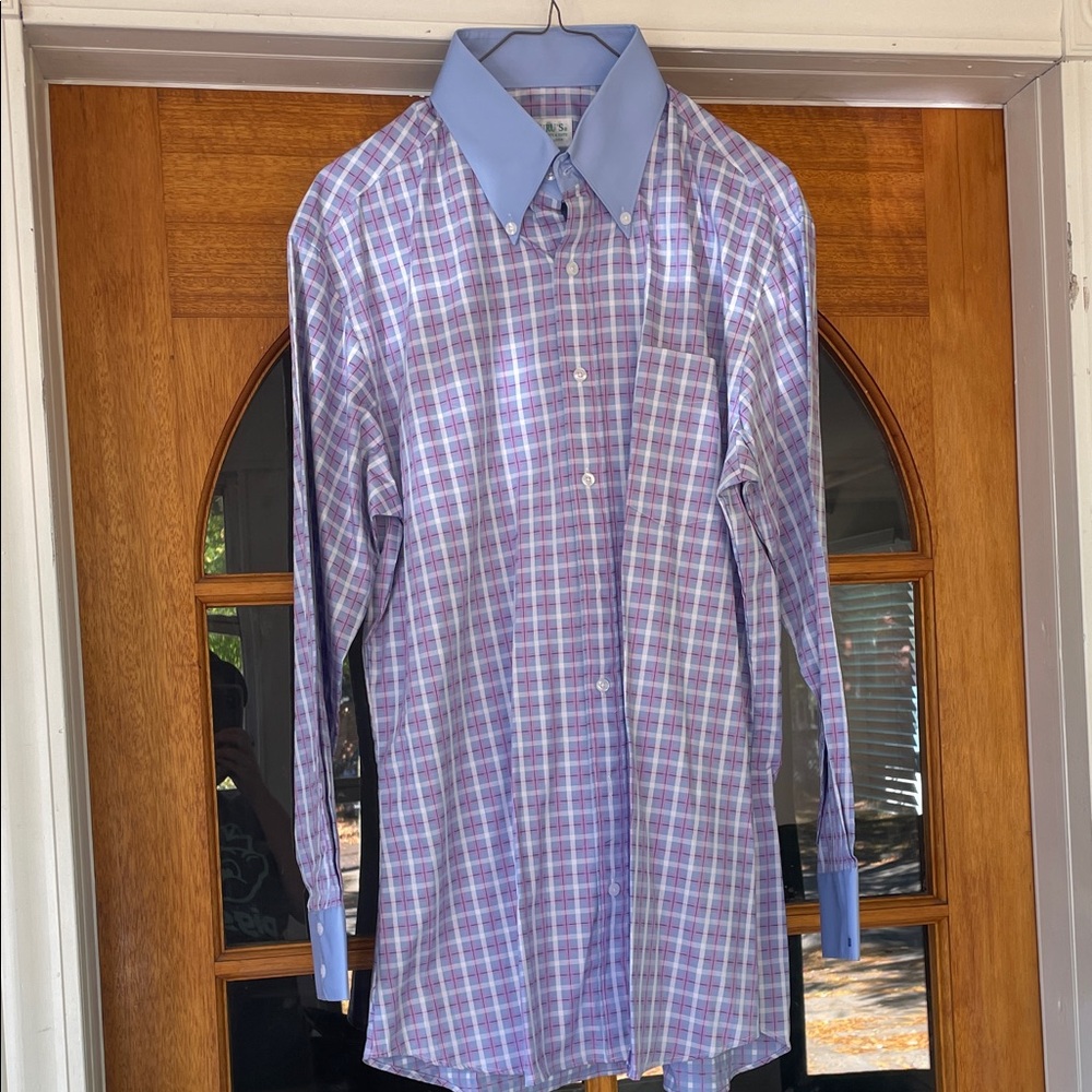 Duru’s Custom Shirt blue/purple plaid 16.5 neck XL